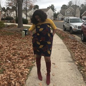 African Print Knee Length Dress For Women Size 14